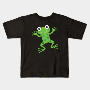 Cute Sparkly Dancing Green Frog Kids T-Shirt